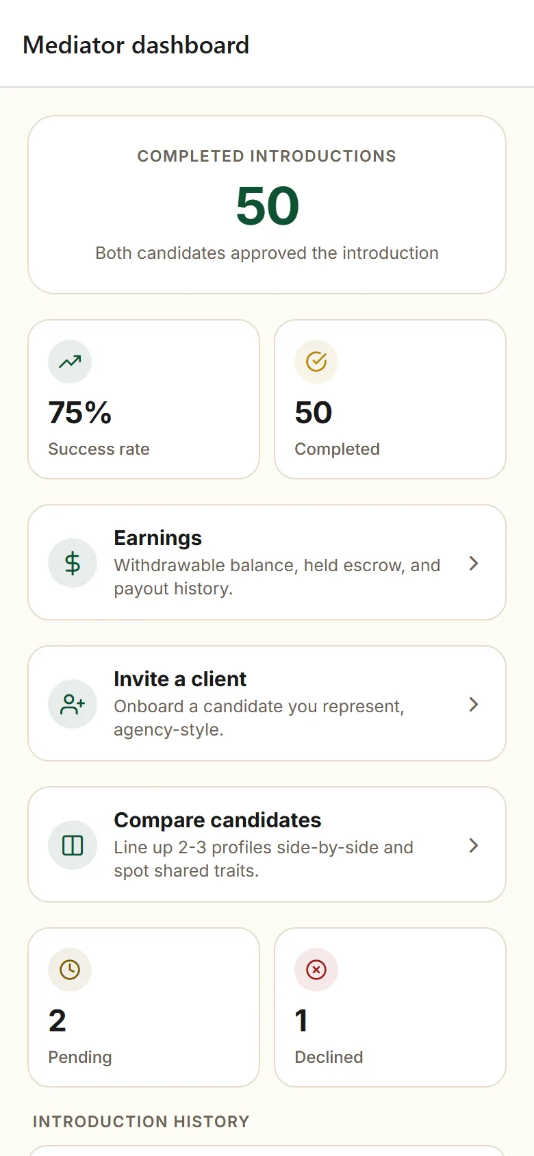 The mediator dashboard in the HamKuf app
